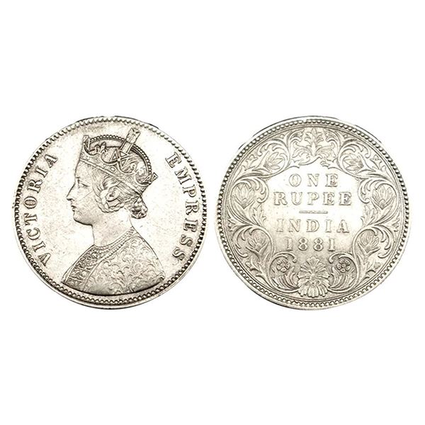 Victoria Empress, Silver Rupee, 1881, Calcutta Mint.