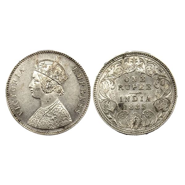 ,Victoria Empress, Silver Rupee, 1885, Calcutta Mint.