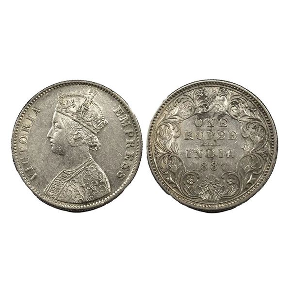 Victoria Empress, Silver Rupee, 1887, Calcutta Mint.