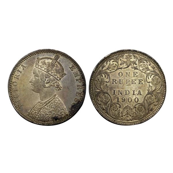 Victoria Empress, Silver Rupee, 1900,Obv. A/ Rev. I, Bombay Mint "B" Incuse,