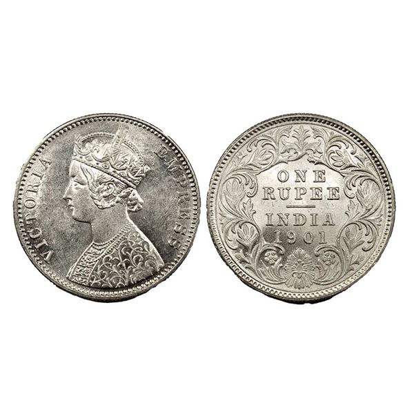 Victoria Empress, Silver Rupee, 1901, Calcutta Mint.