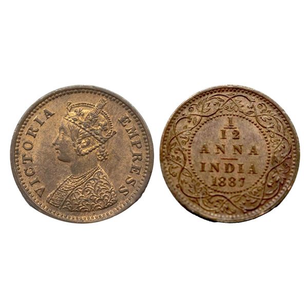 Victoria Empress, Copper 1/12 Anna, 1887, Bombay Mint,