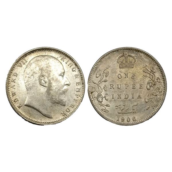 Edward VII, Silver Rupee, 1906, Calcutta Mint.