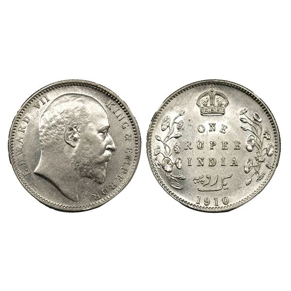 Edward VII, Silver Rupee, 1910, Calcutta Mint.