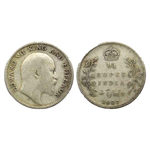 Edward VII, Silver 1/4 Rupee, 1907,