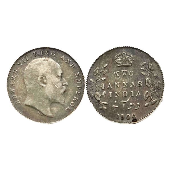 Edward VII, Silver Two Annas, 1906,