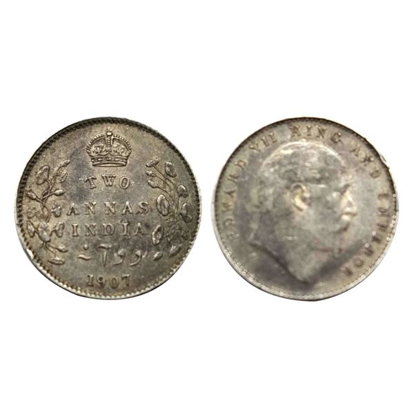 Edward VII, Silver Two Annas, 1907,
