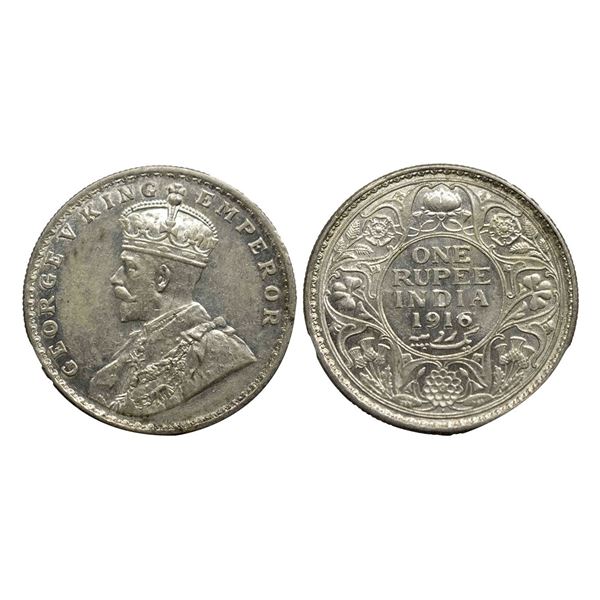 George V King, Silver Rupee, 1916, Bombay Mint,