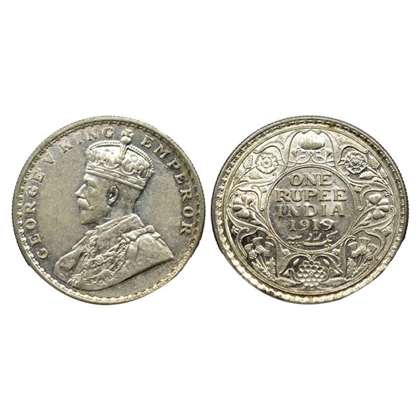 George V King, Silver Rupee, 1919, Bombay Mint,