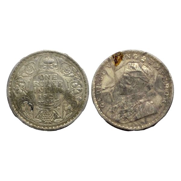 George V King, Silver Rupee, 1921, Bombay Mint,