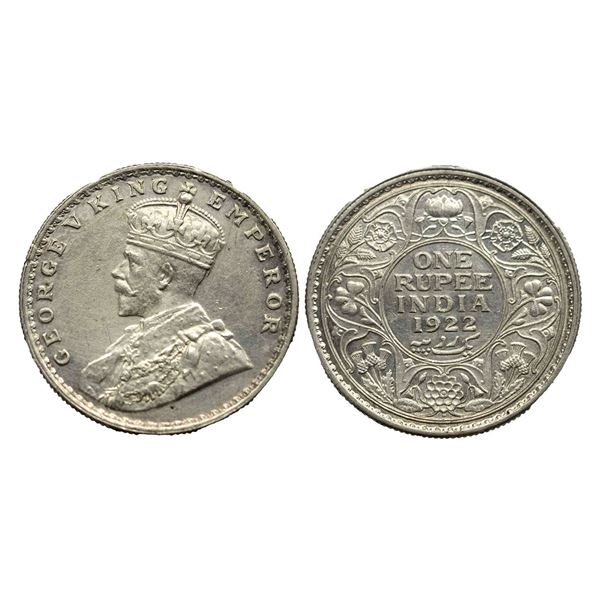 George V King, Silver Rupee, 1922, Bombay Mint,