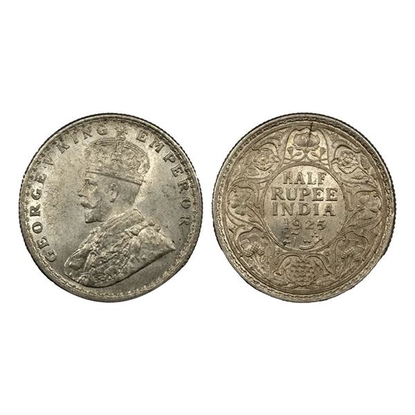 George V, Silver 1/2 Rupee, 1925, Calcutta Mint.