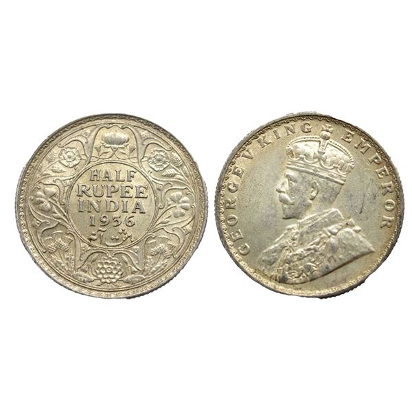 George V King, Silver1/2, 1936, Bombay Mint,