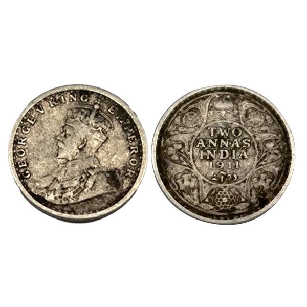 George V, Silver 2 Annas, 1911, Calcutta Mint (Prid 564).