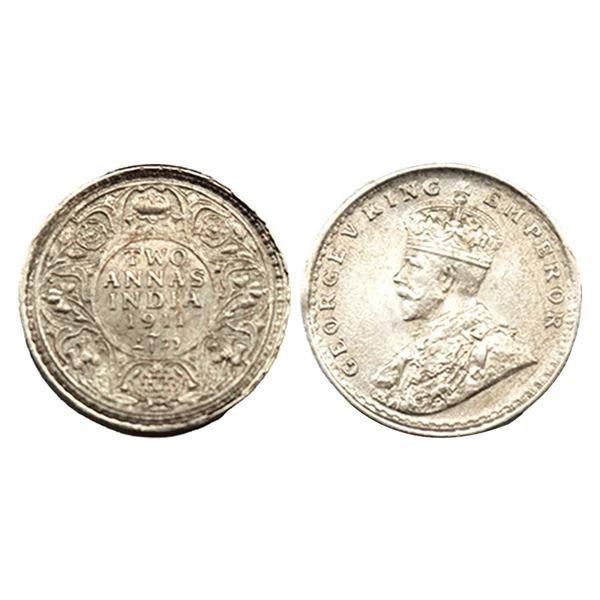 George V, Silver Two Annas, 1911, Calcutta Mint.