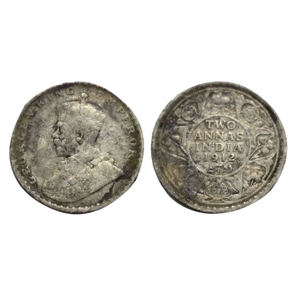 George V King, Silver Two Annas, 1912,