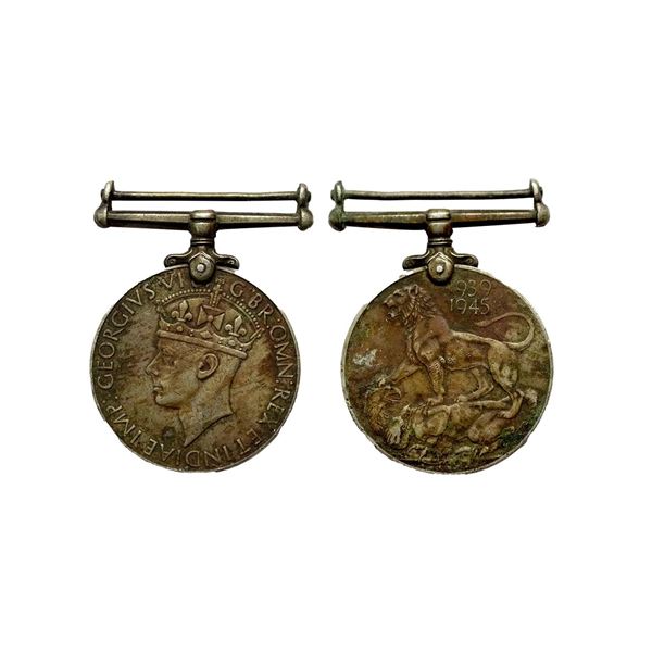 War Medal, George VI, Silver, 1939-1945. Extremely Fine. The British issue medals were struck in cup