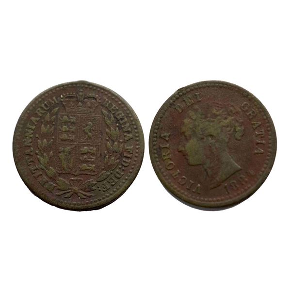 Copper coin of Great Britain, 2.18g, Obverse legend : VICTORIA DEI - GRATIA / 1884 ?, Reverse legend