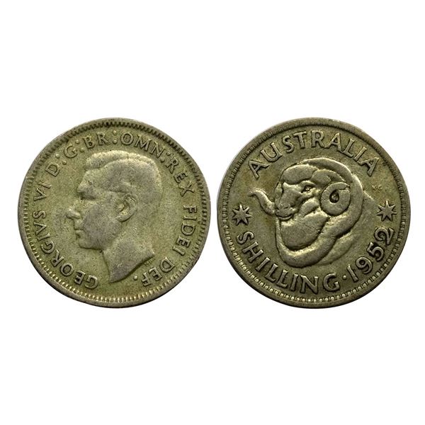Silver Shilling,Australia, George V, 1952;