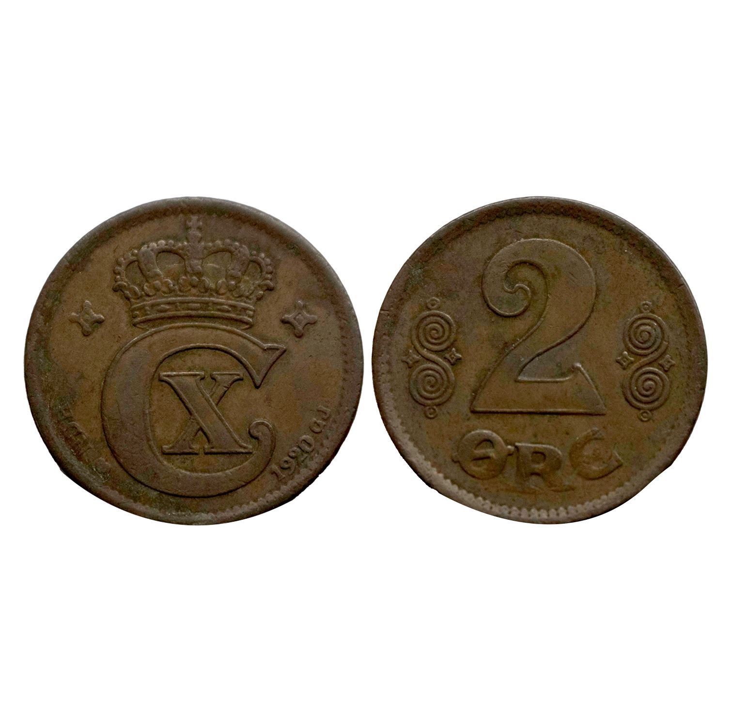 Copper coin of Denmark, Obverse : Crowned CX monogram, date and ...