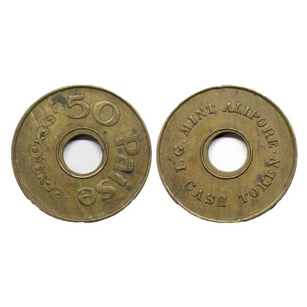 Copper Token, 50 Paisa, I.G Mint Alipore Token, 4.28g.