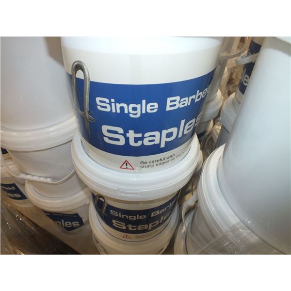 9 Pails Of Single Barbed 1.75" Fencing Staples