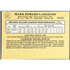 Image 2 : 1985 DONRUSS MARK LANGSTON ROOKIE CARD