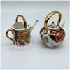 Image 2 : 2pc Royal Crown Derby Mini Teapot & Watering Can, Imari