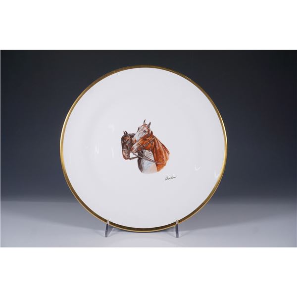 Boehm Porcelain Plate, Horse Heads Design