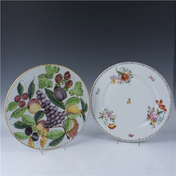 2pc Hand-Painted Decorative Bavarian & Italian Plates