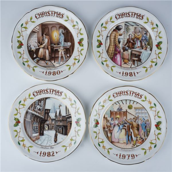 4pc Aynsley Christmas Plate Collection w/Boxes