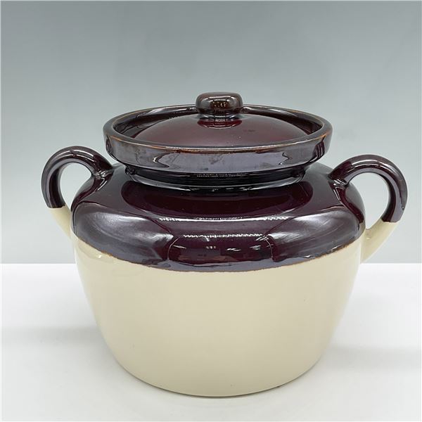 McCoy Cookie Jar with Lid, Large Two Tone Brown Bean Pot
