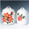 Image 1 : 2pc McCoy Pottery Canisters, Red Flowers with Lids