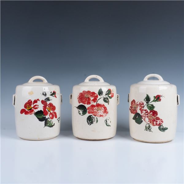 3pc Mccoy USA Collectable Pottery, Hibiscus Cookie Jars
