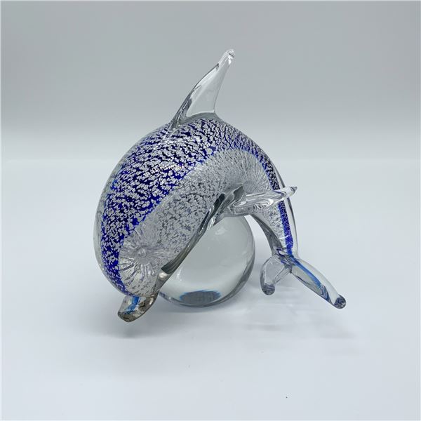 Art Glass Dolphin Paperweight