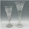 Image 1 : 2pc Art Glass Trumpet Vases with Geometric Patterns
