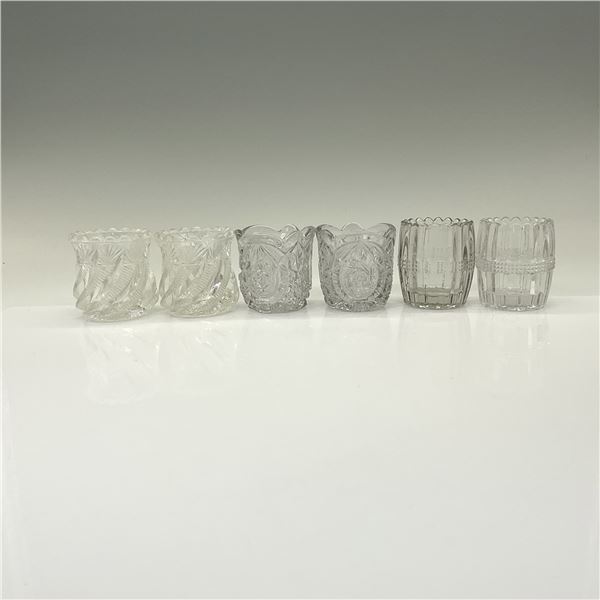 6pc Early Pattern Glass Toothpick Holders
