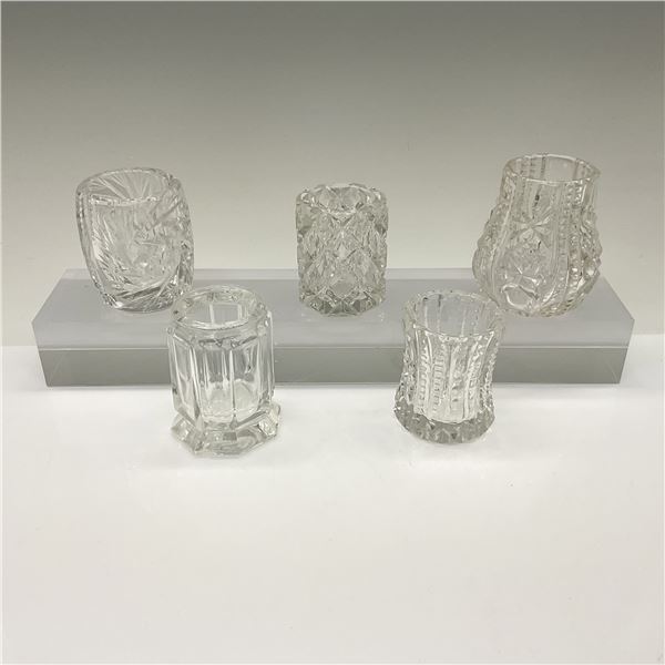 5pc Pattern Glass Toothpick Holders