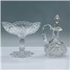Image 2 : 2pc Cut Glass Compote and Oil Cruet with Stopper