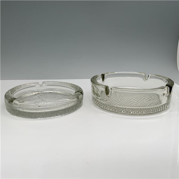 2pc Mid-Century Glass Ashtray Set