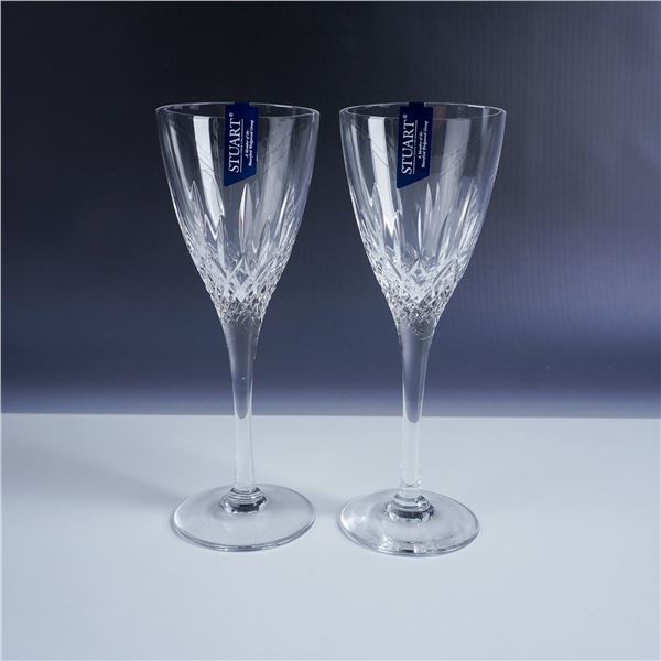 Pair of Stuart Crystal Cut Glass Wine Glasses, Madison