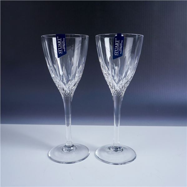 Pair of Stuart Crystal Cut Glass Wine Glasses, Madison