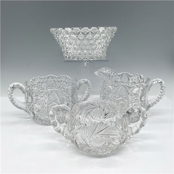 4pc Vintage Cut Glass Serving & Entertainment Pieces