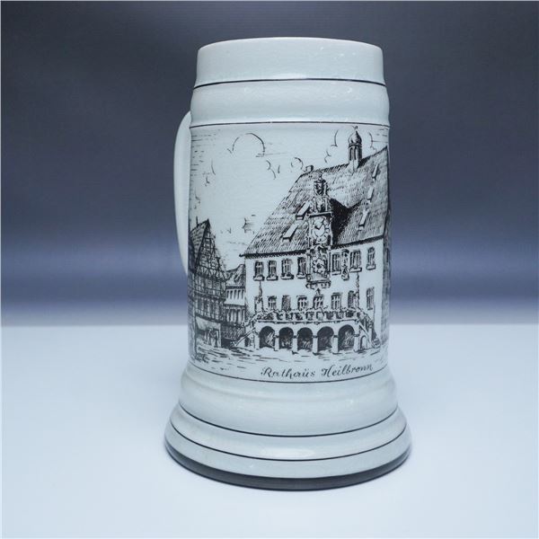 Kuhn Keramik German Beer Stein Depicting Rathaus Heilbronn