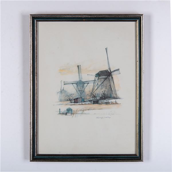 After Mads Stage, Color Offset on Paper, Kinderdijk