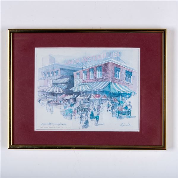 After Douglas Alvord, Color Lithograph, Union Oyster House