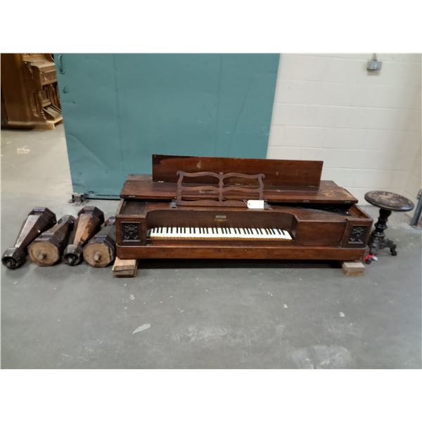 Stodart Heintzman Late 1800's Piano w/Ivory Keys & Victorian Style Stool - As Is