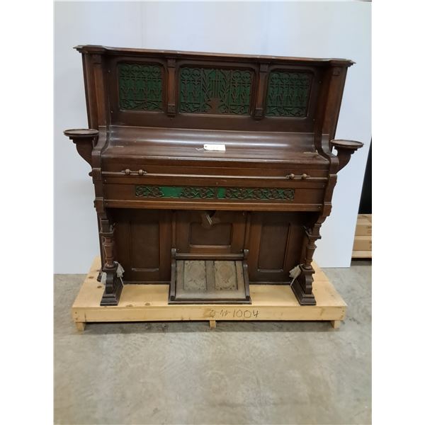 Antique Pump Organ - Organ Keys Cover Locked, Missing Key - As Is