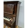 Image 5 : Wormwith Co. Antique Upright Piano w/ Eagle Claw Glass Globe Stool - As Is