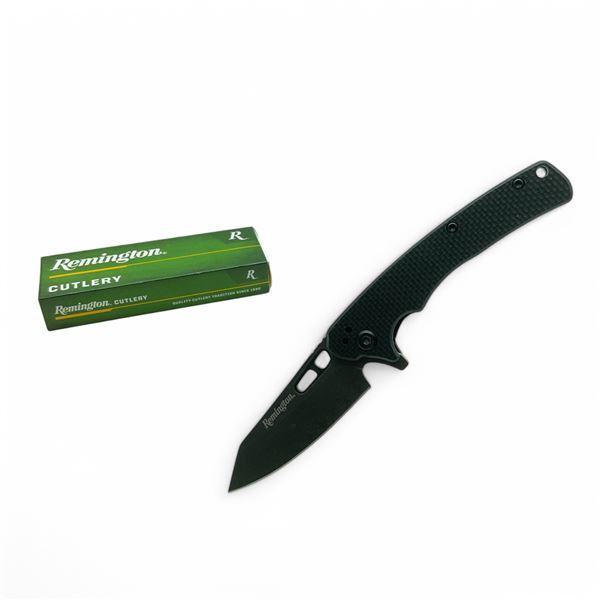 Remington Cutlery EDC Coping Folder G10, Black Handle, 3" D2 Stone Washed Folding Blade Knife